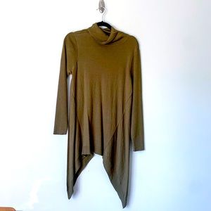 Chico's Olive Green Flowy Turtleneck Tunic Sweater